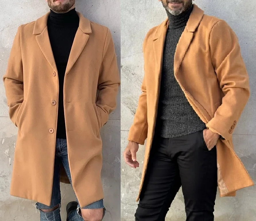 Coat 02: digital sewing pattern for men — long single-breasted coat with notch lapel — Moldey
