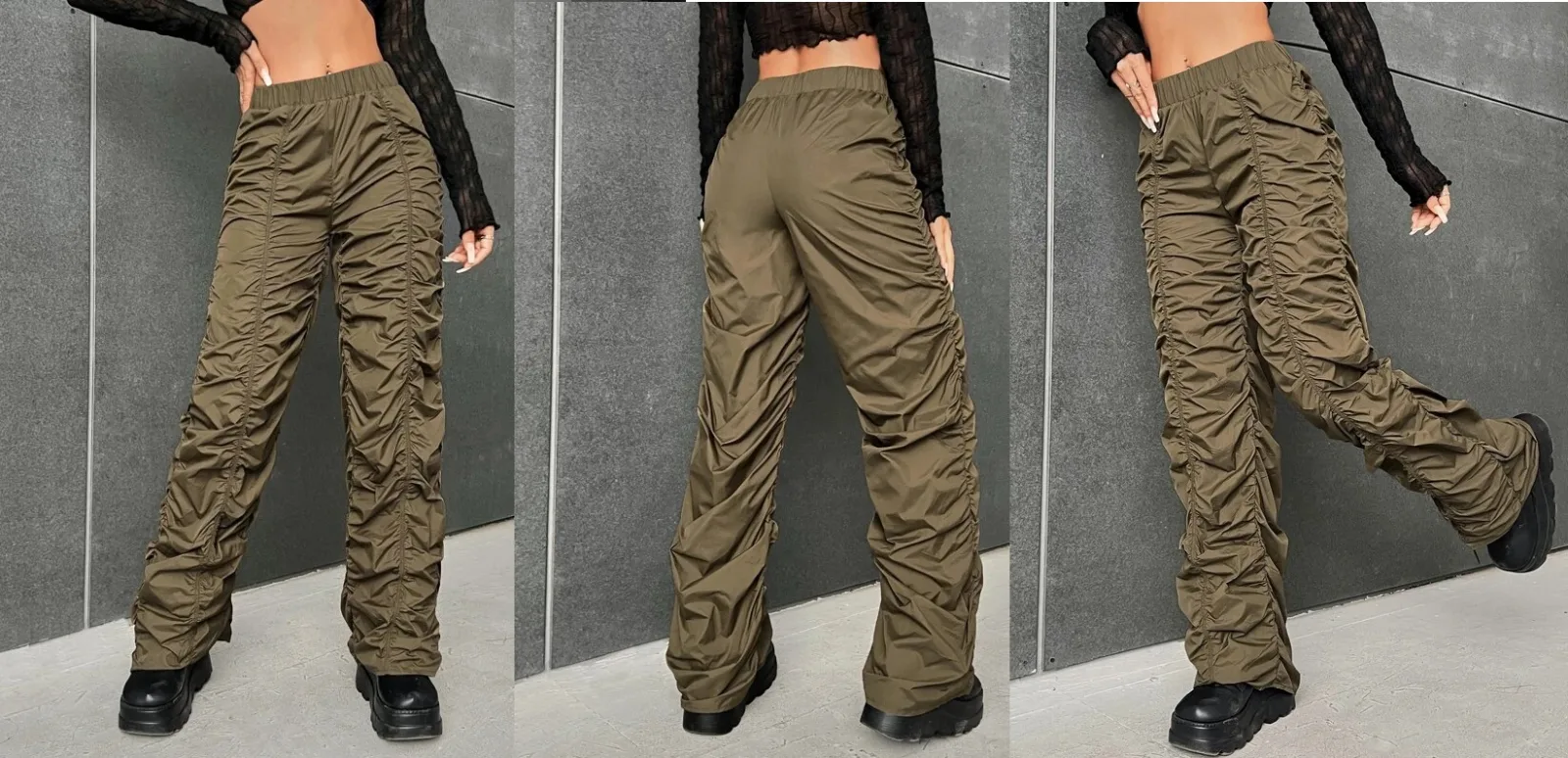 Pants 81-L: digital sewing pattern for women — straight-leg pants with side gathers — Moldey