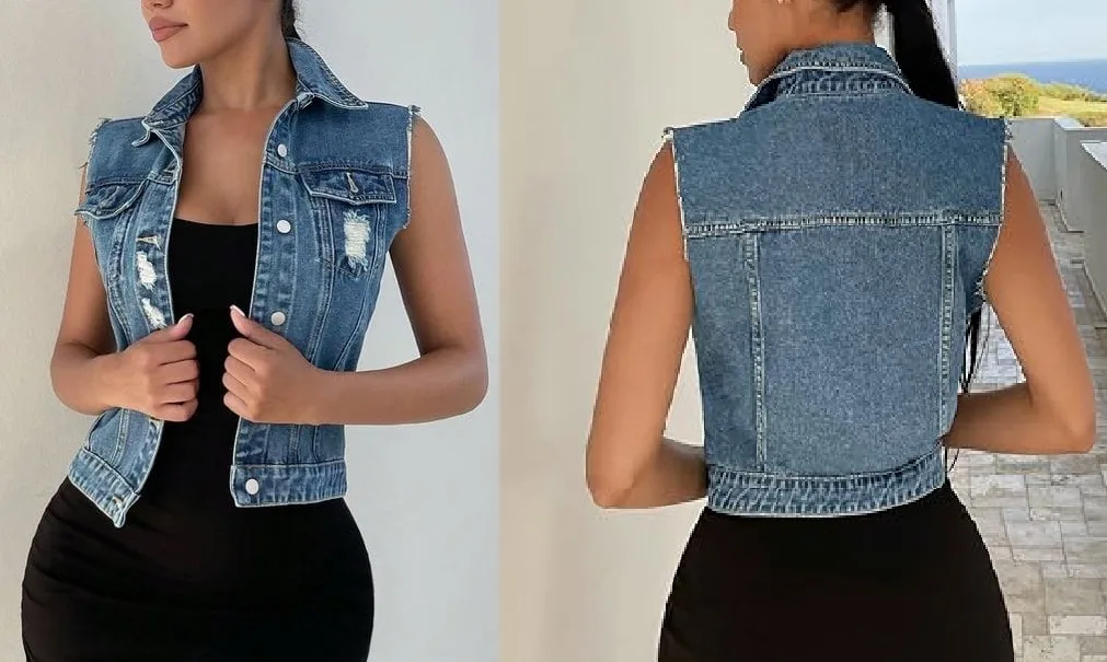 جاكيت 04-L: باترون خياطة رقمي للنساء — سترة دنيم قصيرة بياقة قميص وأزرار — Moldey
