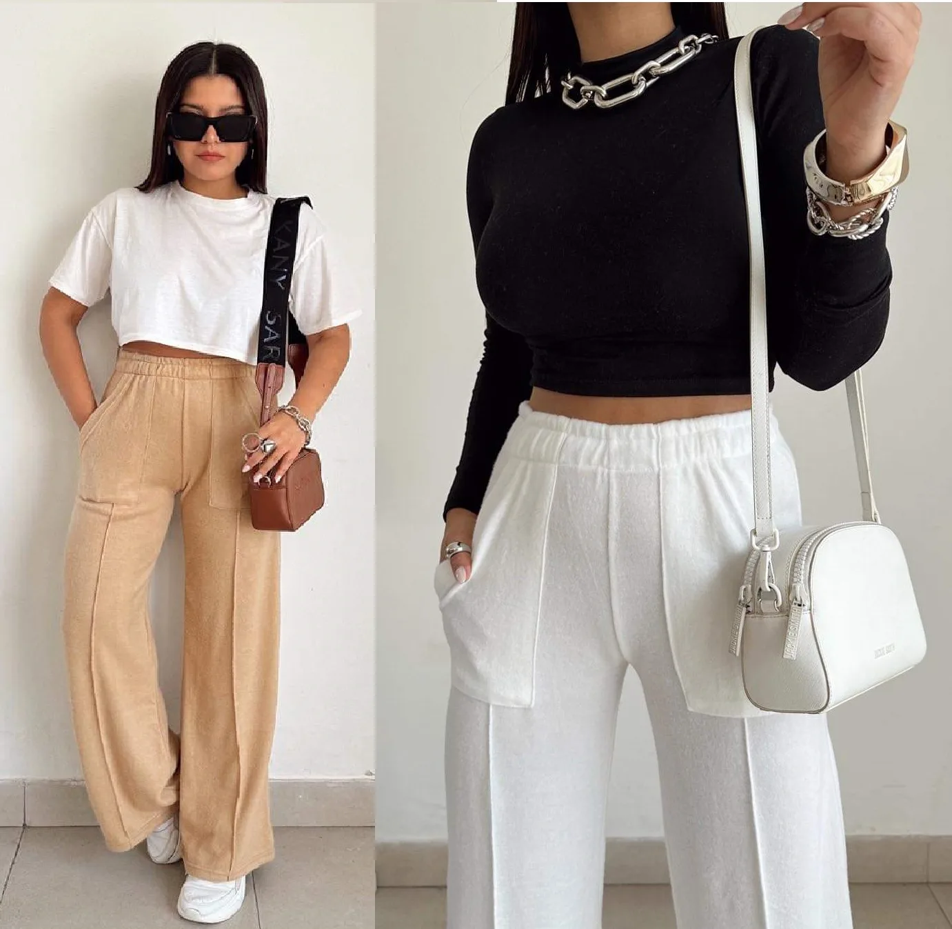 Palazzo Pants 01-L: digital sewing pattern for women — palazzo pants with elastic waist and pockets — Moldey