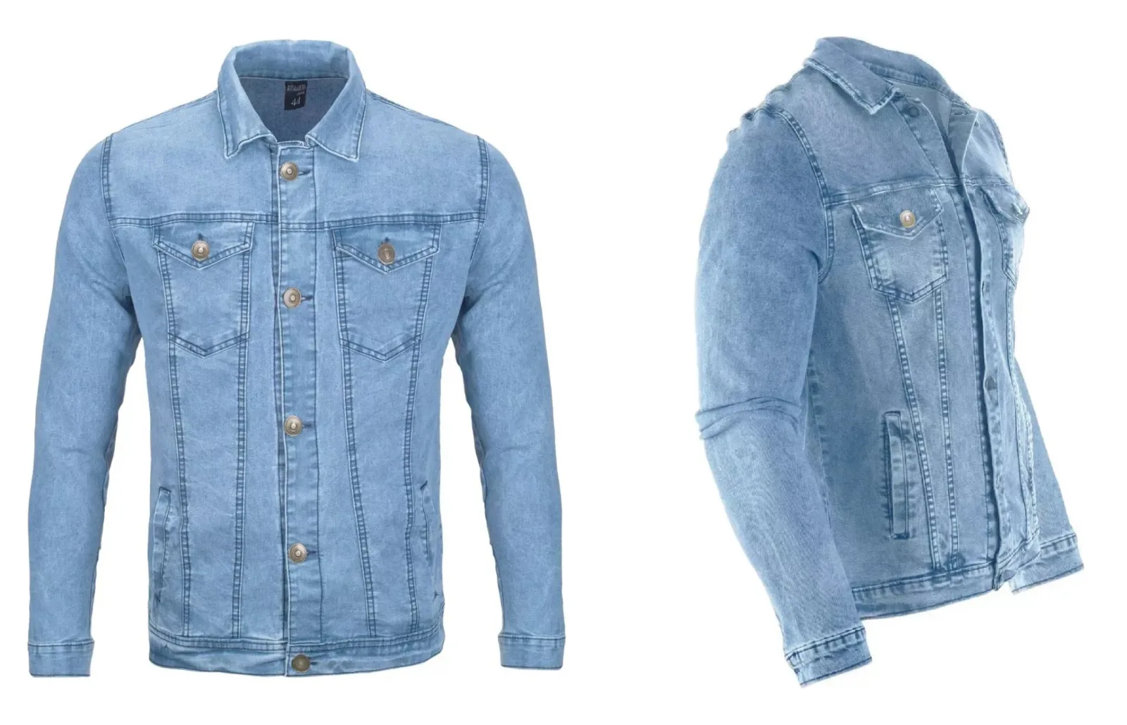 Men's Jacket: digital sewing pattern for men — light-wash denim jacket with chest flap pockets — Moldey