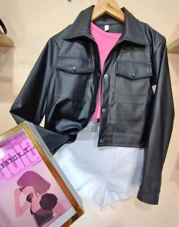 Women's Jacket: digital sewing pattern for women — cropped glossy snap jacket with flap pockets — Moldey