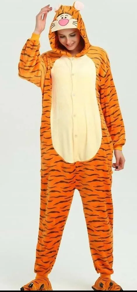 Tiger Costume: digital sewing pattern unisex for kids — hooded tiger jumpsuit with button front — Moldey