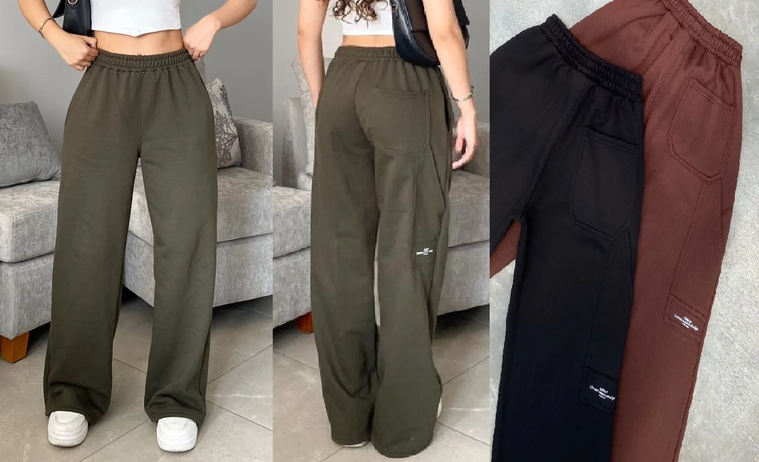 Women's Joggers: digital sewing pattern for women — wide-leg sweatpants with patch pockets — Moldey