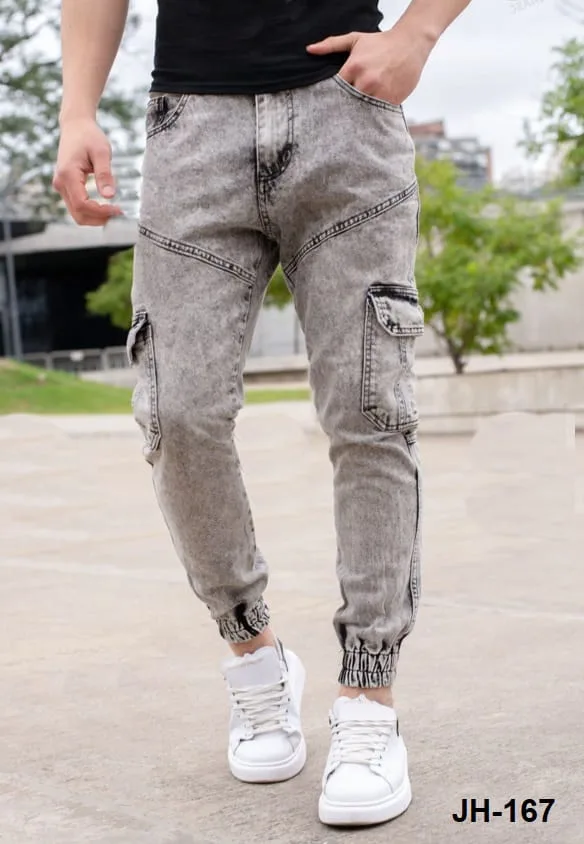 Men's Pants: digital sewing pattern for men — jogger jeans with cargo pockets, knit cuffs — Moldey