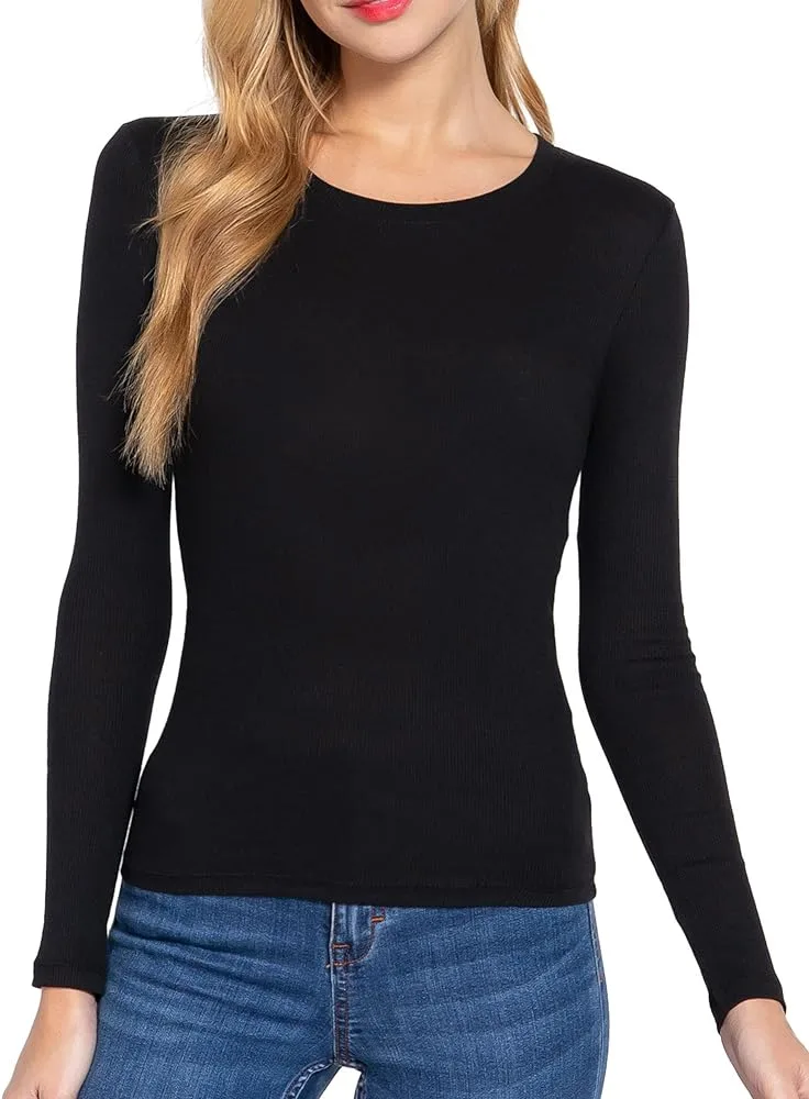 Women's Long Sleeve Top: digital sewing pattern for women — fitted long-sleeve top in fine ribbed knit — Moldey