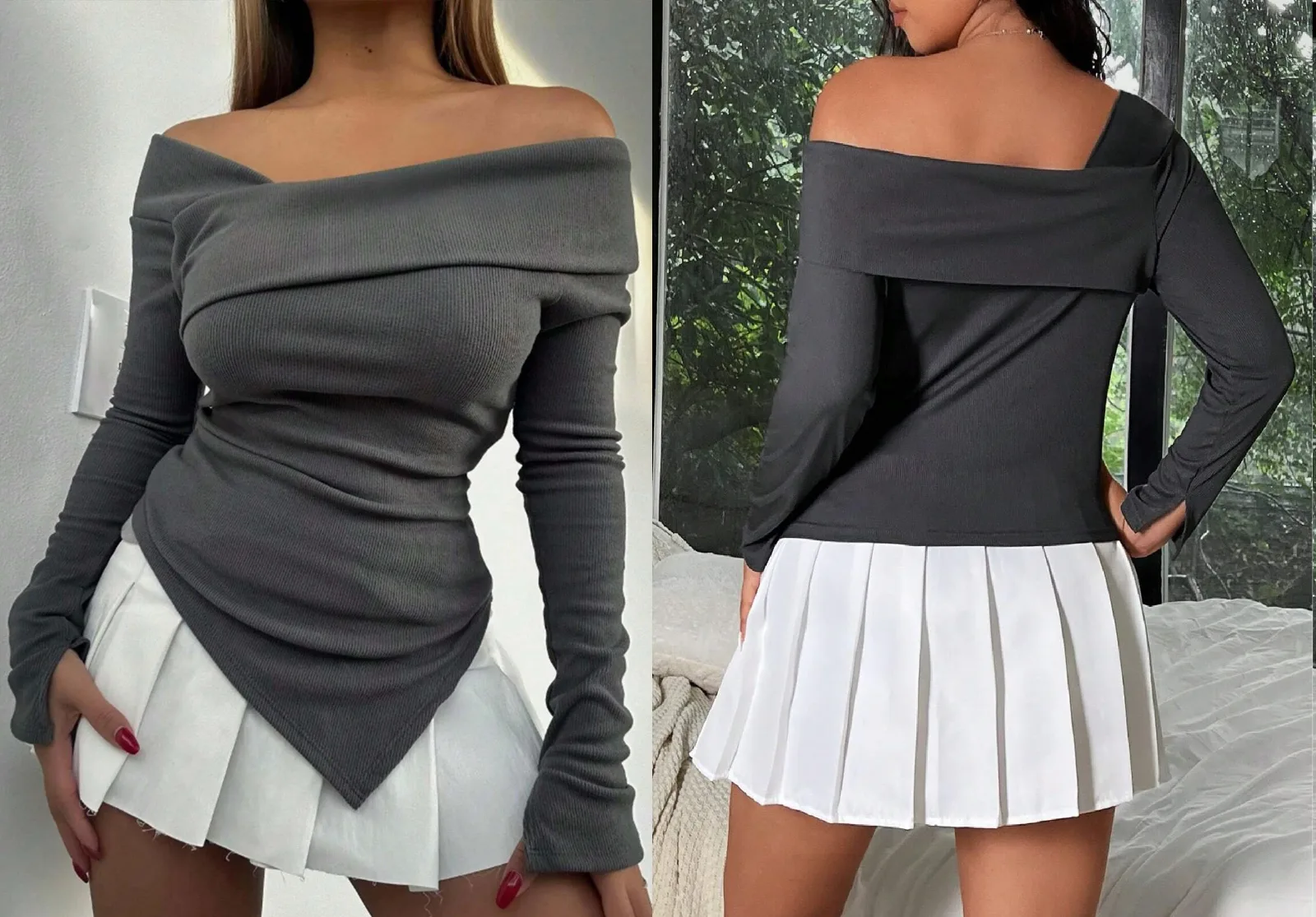 Women's Top: digital sewing pattern for women — off-shoulder top with pointed hem — Moldey