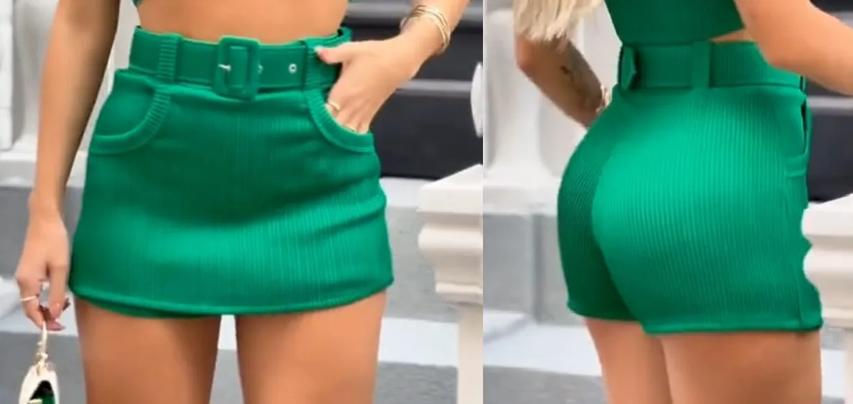 شورت نسائي: باترون خياطة رقمي للنساء — شورت تنورة مضلع بحزام — Moldey