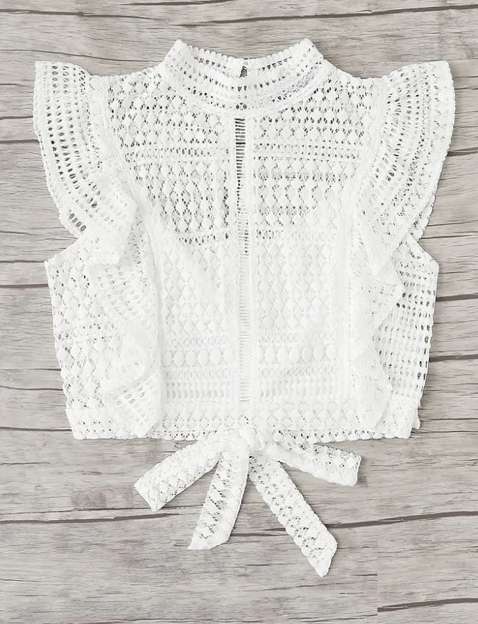 Women's Top: digital sewing pattern for women — openwork lace top with armhole ruffles — Moldey
