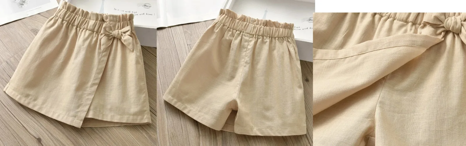 Girls Shorts 14: digital sewing pattern for girls — wrap skort with gathered paperbag waist — Moldey