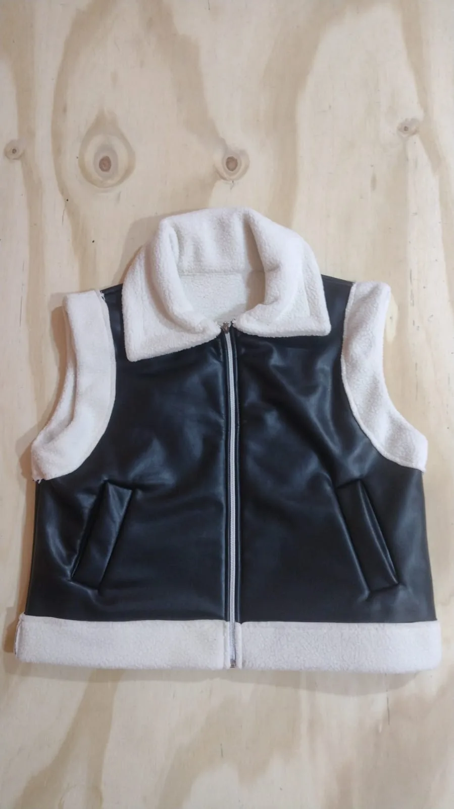 Women's Vest 05: digital sewing pattern for women — two-tone short vest with shearling trim — Moldey