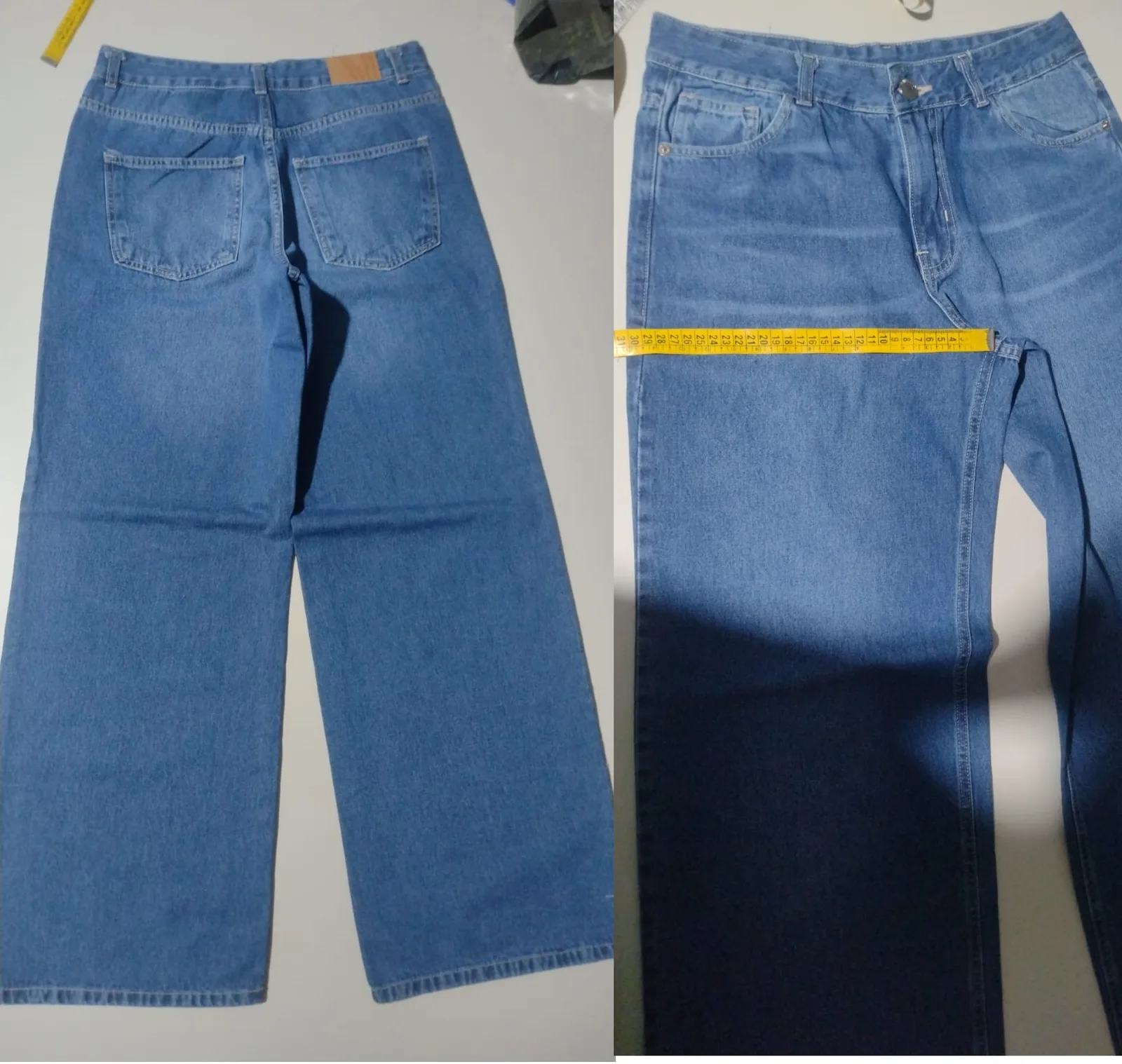 Pants 111: digital sewing pattern for women — wide straight-leg jeans in light wash — Moldey