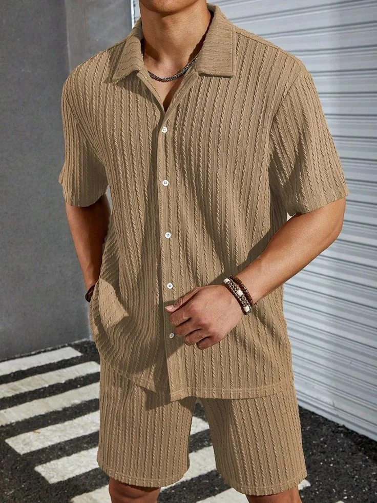 Shirt 119-M: digital sewing pattern for men — ribbed-texture short-sleeve shirt — Moldey