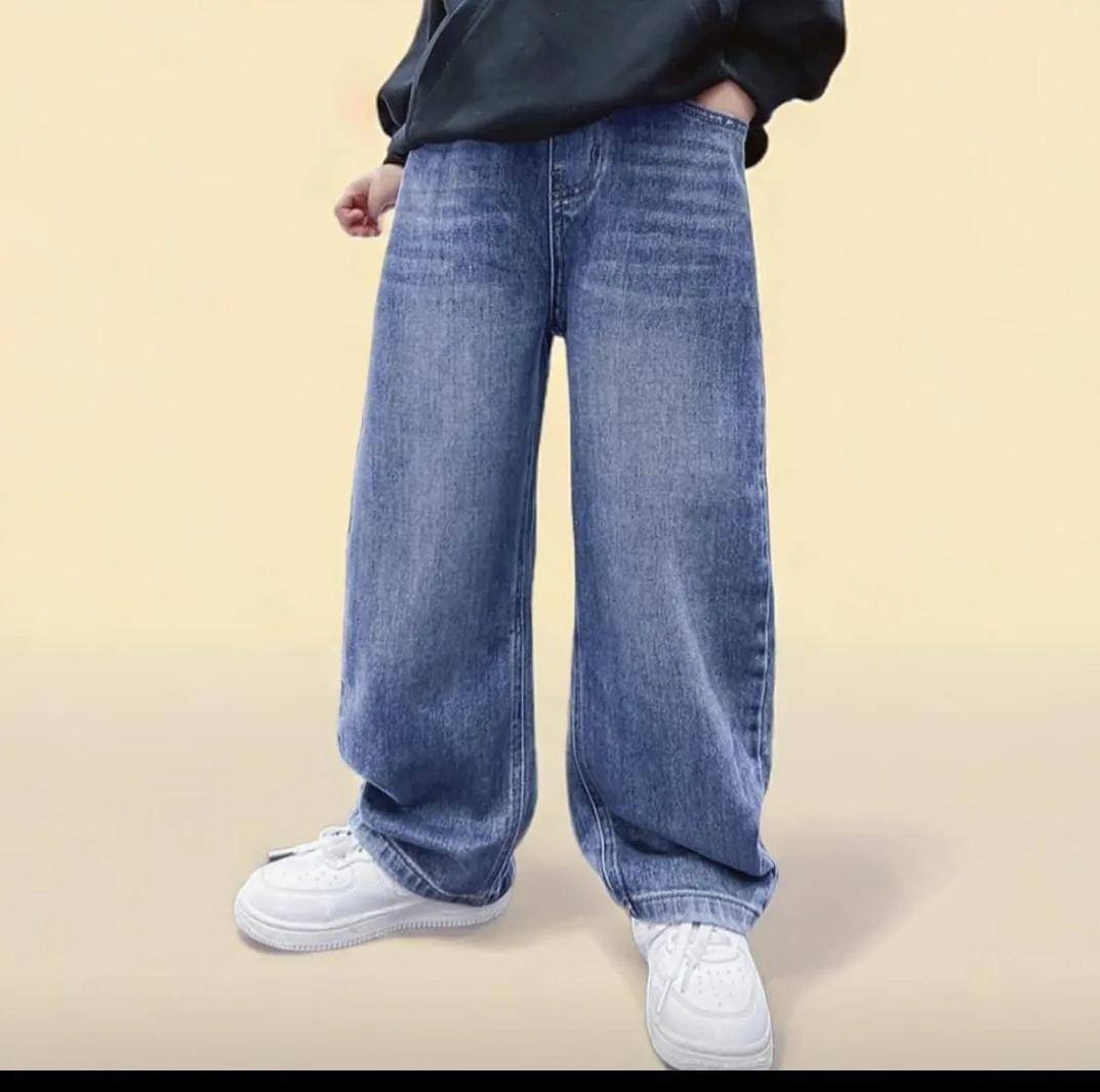 Boys Baggy Pants 109-B: digital sewing pattern for boys — high-rise baggy denim pants with faded wash — Moldey