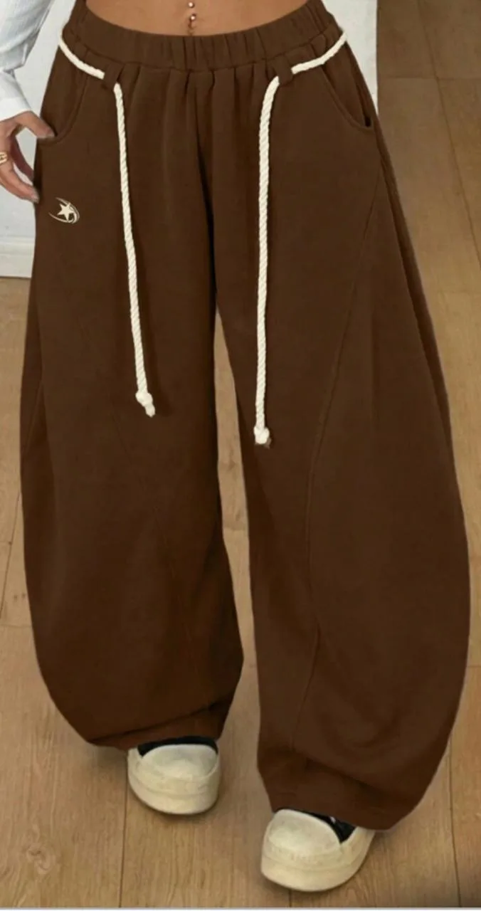 Jogger Pants 72-G: digital sewing pattern for girls — wide-leg joggers with thick drawstring — Moldey