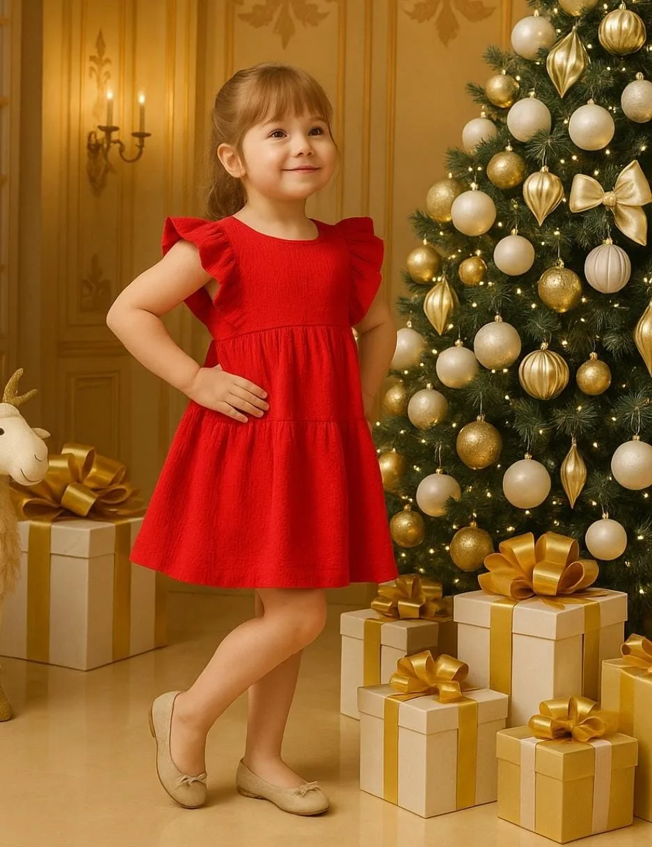 Dress 360-G: digital sewing pattern for girls — ruffle-sleeve dress with layered skirt — Moldey