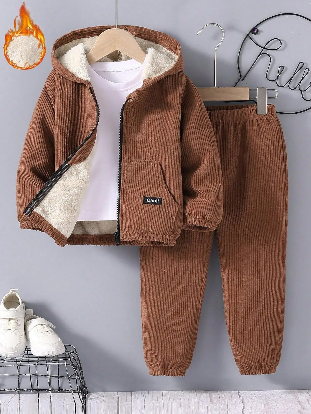 Jacket 023-BB: digital sewing pattern for babies — corduroy hooded jacket with sherpa lining — Moldey