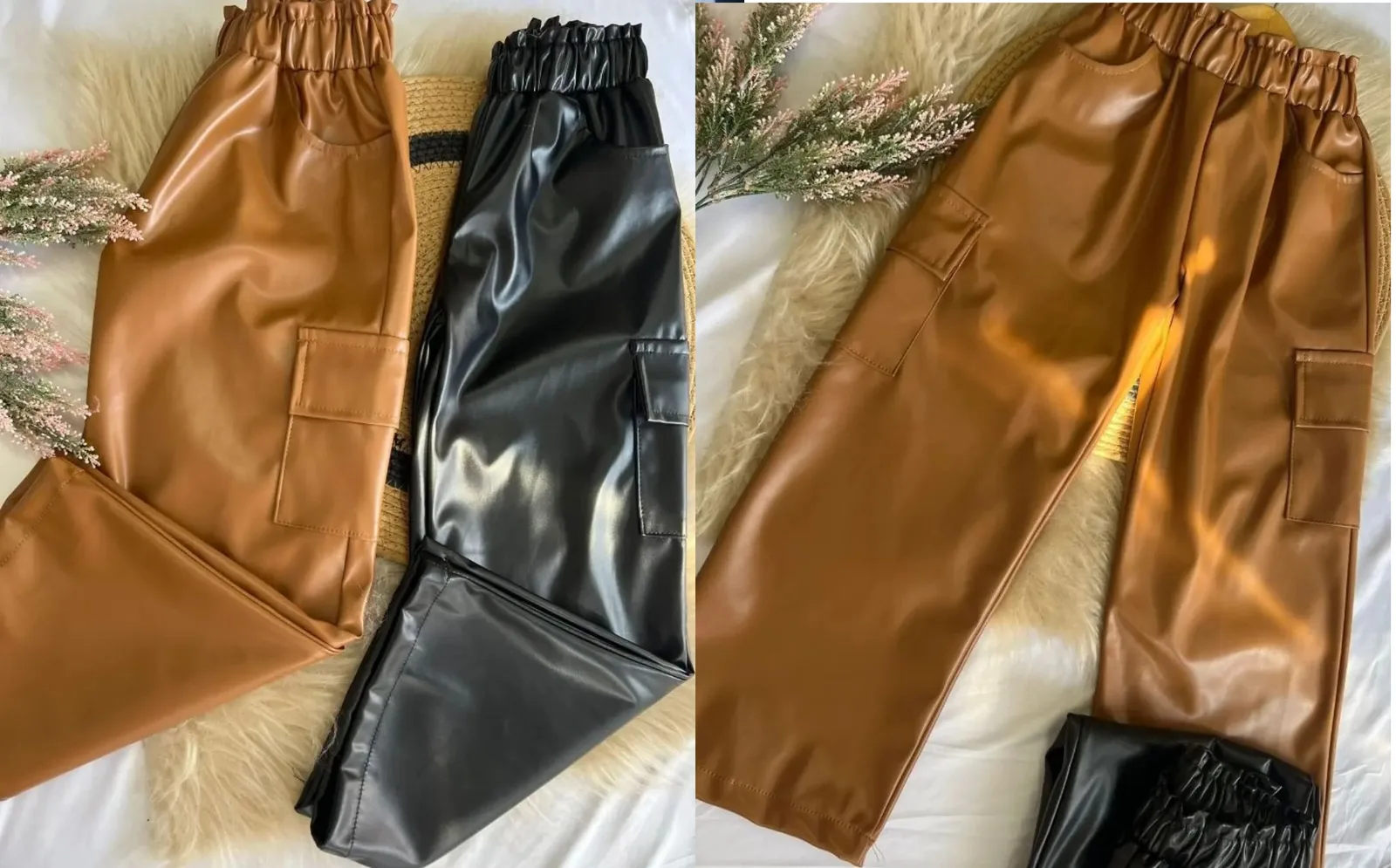 Girls Pants 08: digital sewing pattern for girls — faux leather cargo pants with elastic waist — Moldey