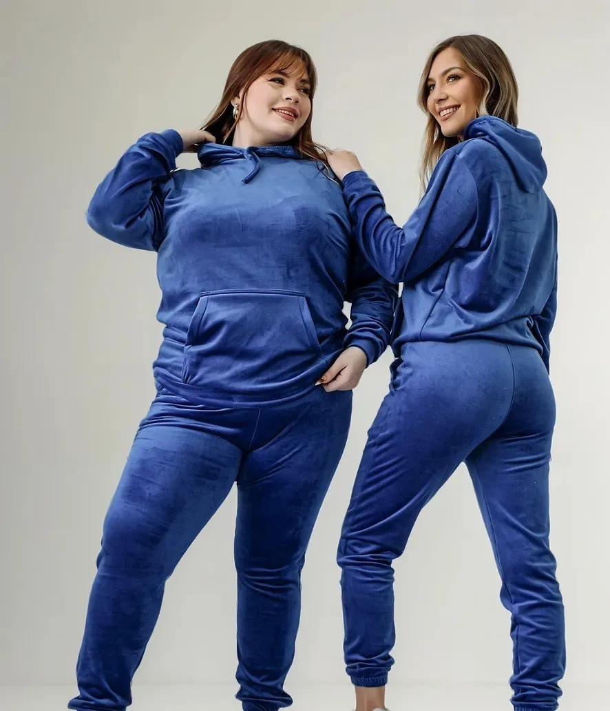 Joggers 050-L: digital sewing pattern for women — fitted plush hoodie and jogger set — Moldey