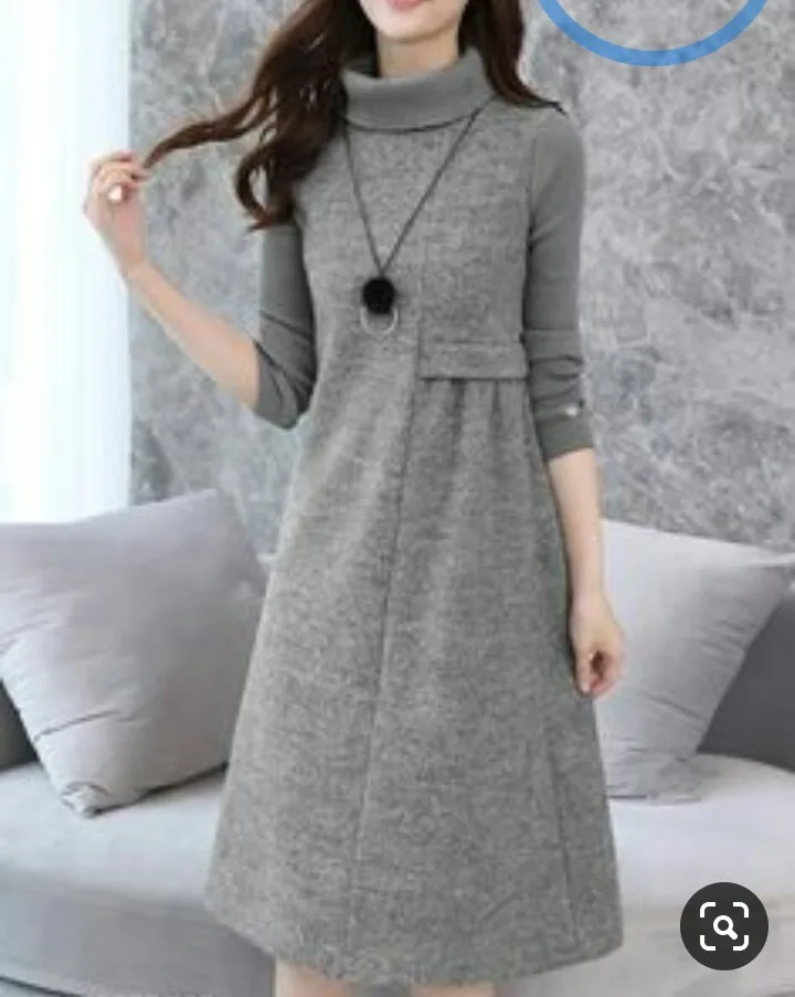 Dress 105: digital sewing pattern for women — high-neck dress with patch pocket — Moldey