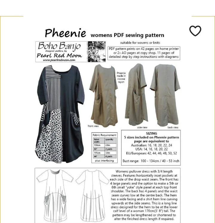 Dress 107: digital sewing pattern for women — loose dress with sleeves and side pockets — Moldey