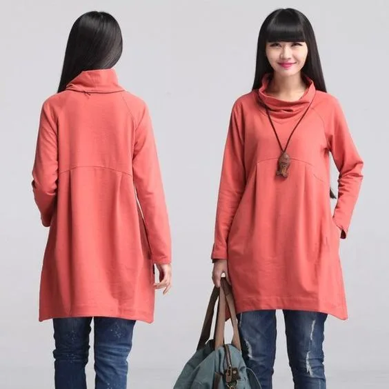 Dress 171: digital sewing pattern for women — loose dress with high collar and raglan sleeves — Moldey