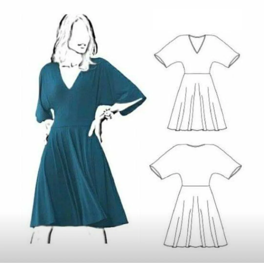 Dress 180: digital sewing pattern for women — wrap dress with kimono sleeves — Moldey