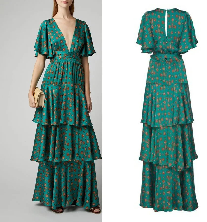 Dress 190: digital sewing pattern for women — long tiered dress with flutter sleeves — Moldey