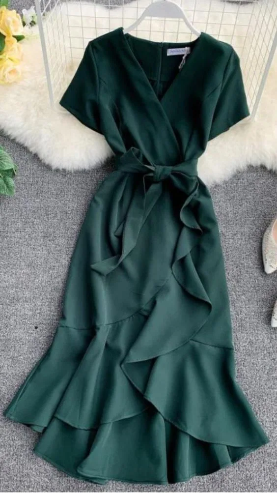 Dress 194: digital sewing pattern for women — wrap dress with ruffled hem — Moldey