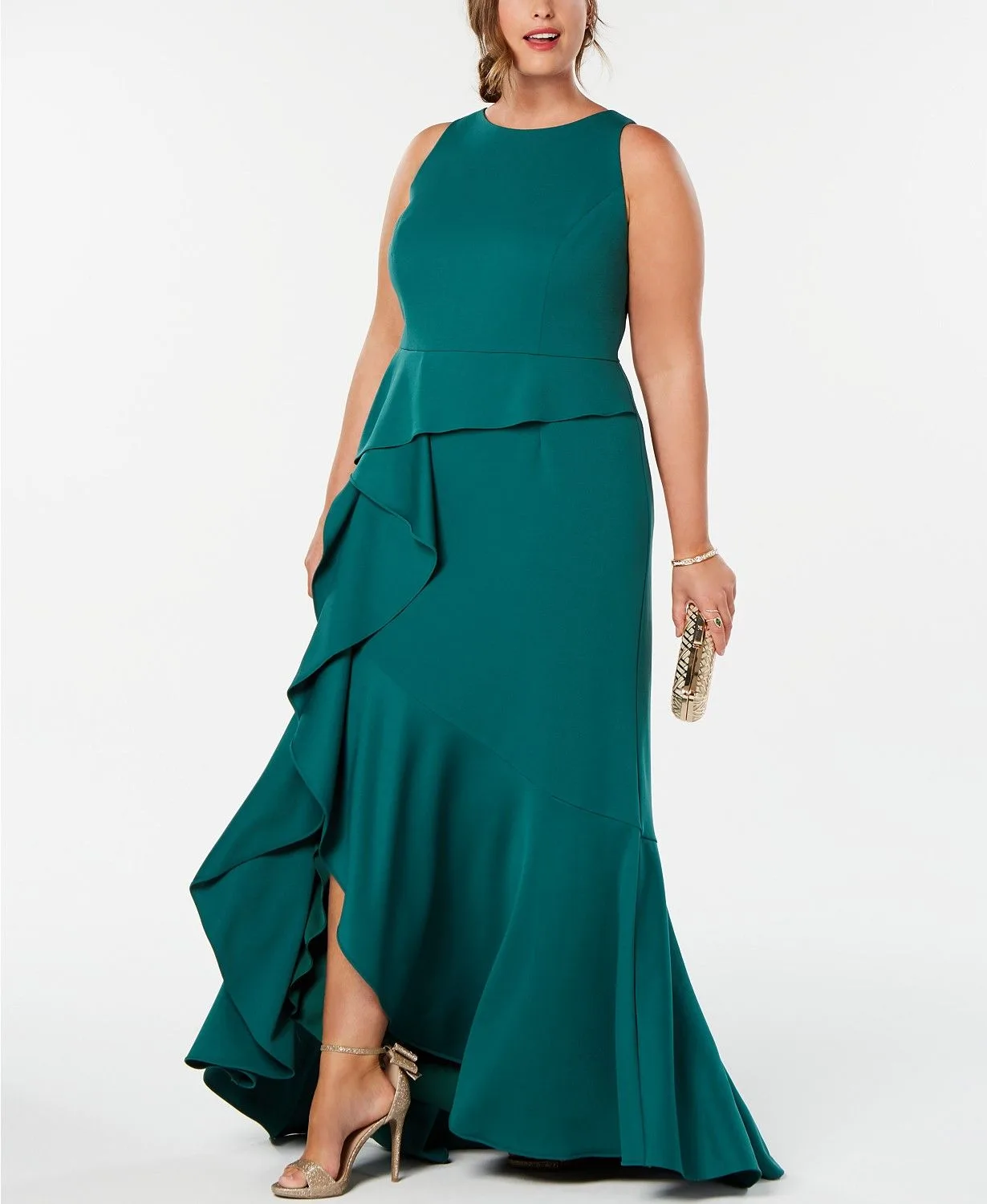 Dress 197: digital sewing pattern for women — sleeveless long dress with asymmetric ruffle — Moldey