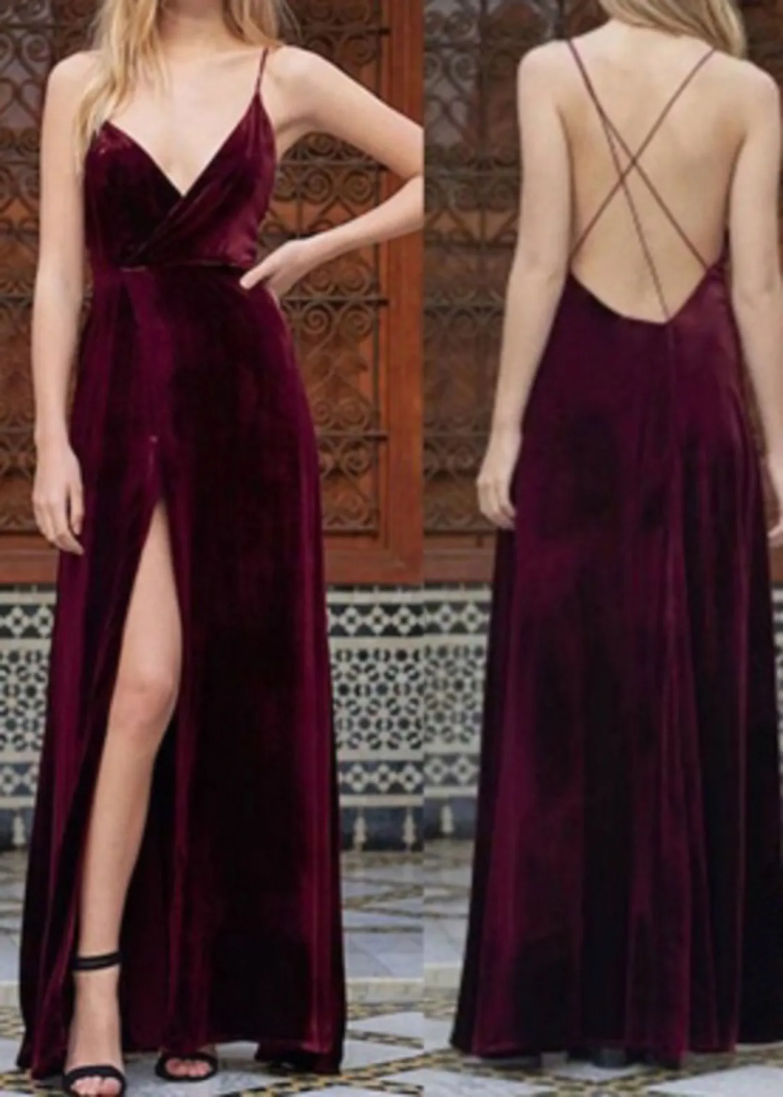 Dress 21: digital sewing pattern for women — long wrap-neck dress with deep leg slit — Moldey