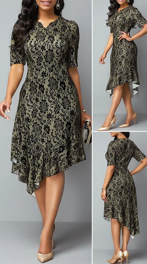 Dress 226: digital sewing pattern for women — v-neck dress with printed handkerchief hem — Moldey