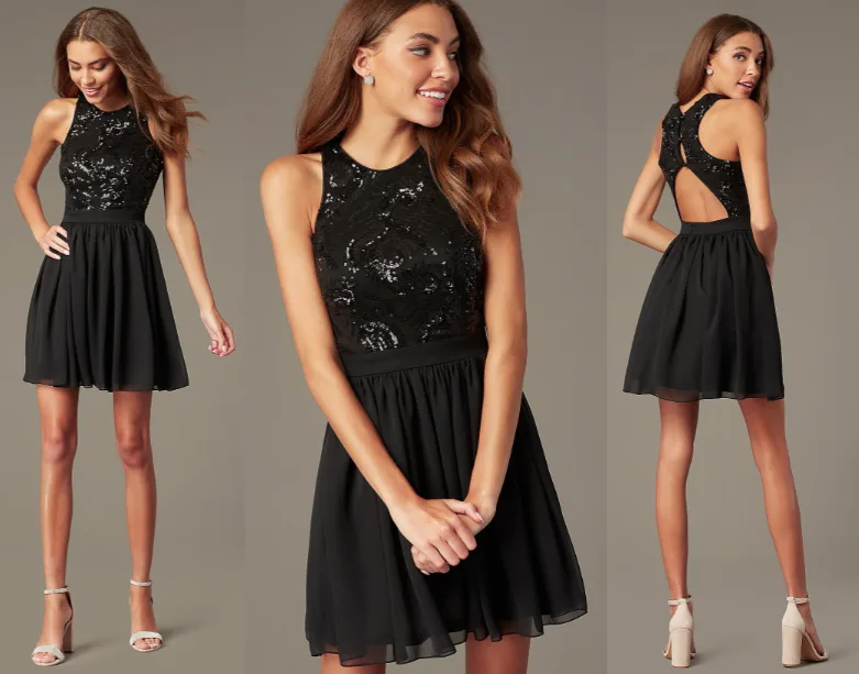 Dress 257: digital sewing pattern for women — short sequin-embroidered dress — Moldey