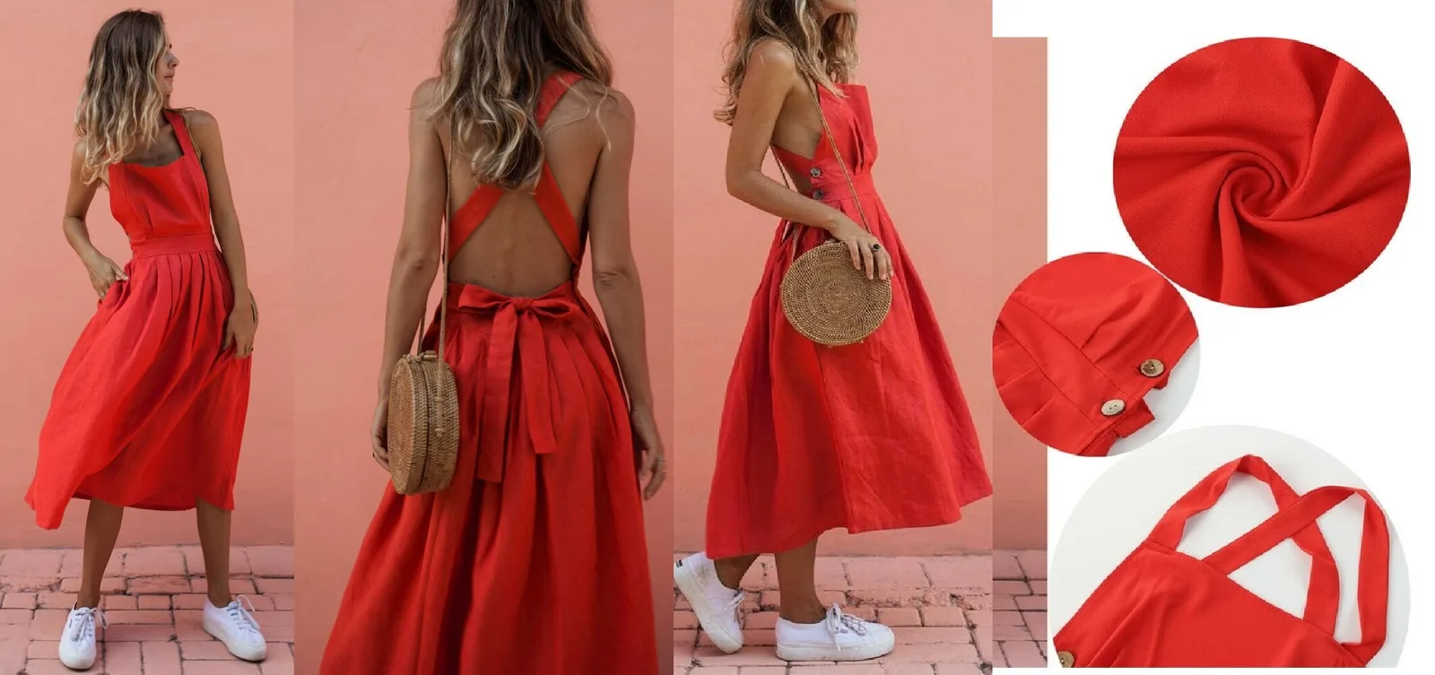 Dress 239: digital sewing pattern for women — midi dress with square neck and crossed back — Moldey