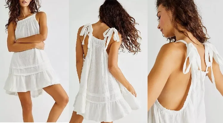 Wonder Dress: digital sewing pattern for women — short dress with tied straps and open back — Moldey