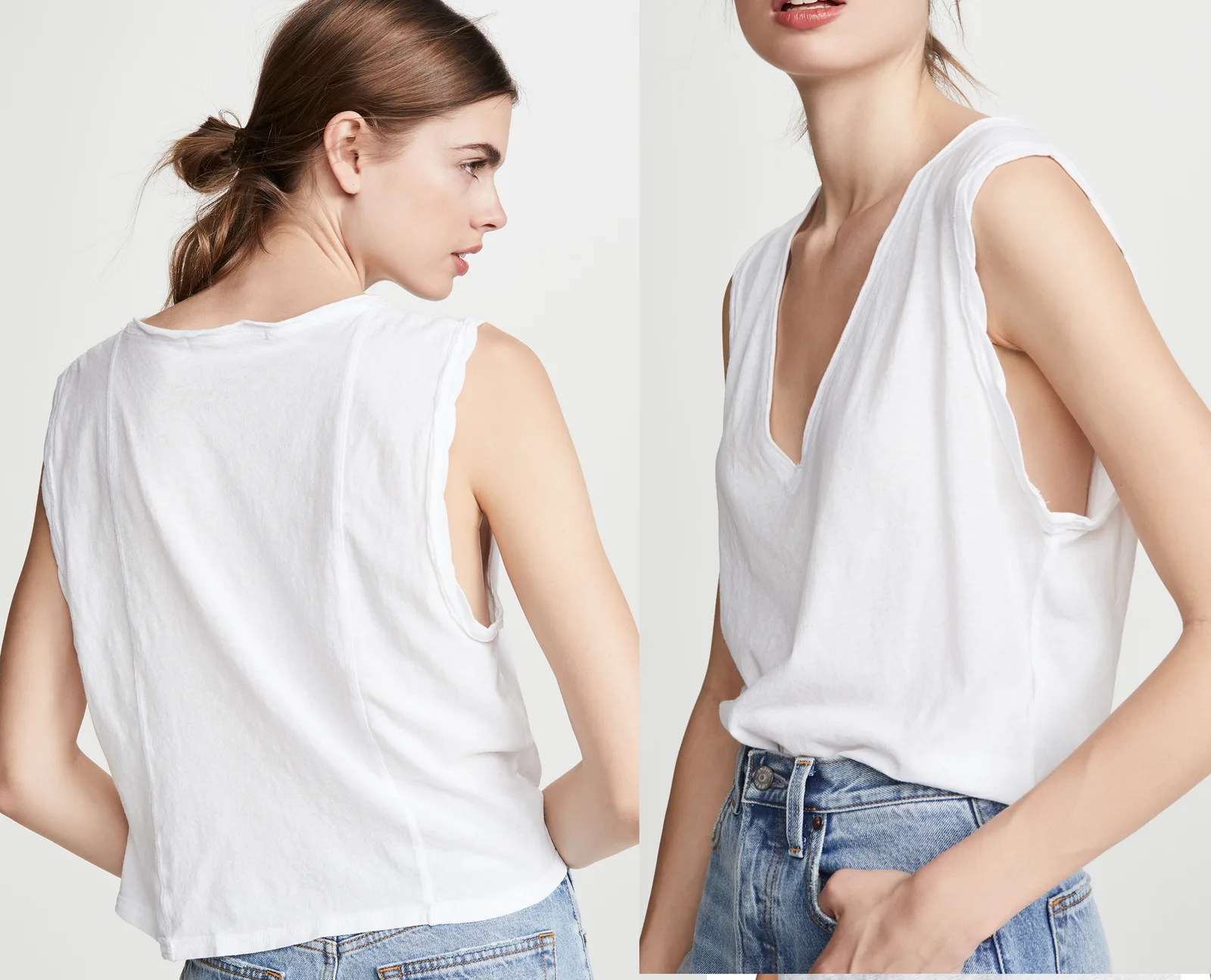 Yoko Tank Top: digital sewing pattern for women — basic tank top with deep v-neckline — Moldey
