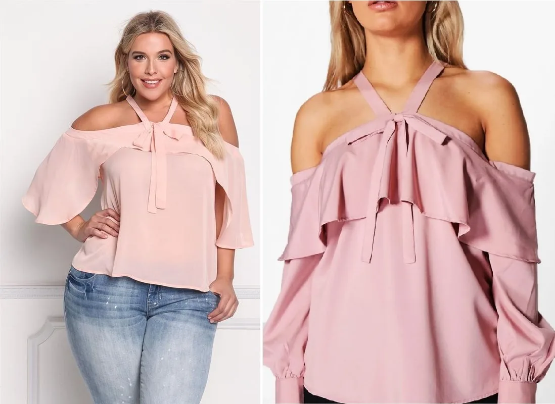 بلوزة 174: باترون خياطة رقمي للنساء — بلوزة بكتفين مكشوفين وكشاكش — Moldey