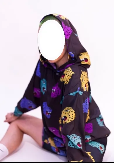 BZ0028 Silver: digital sewing pattern for women — oversized kangaroo hoodie with animal print — Moldey