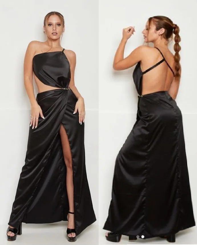 Dress 298: digital sewing pattern for women — long dress with asymmetric neckline and slit — Moldey