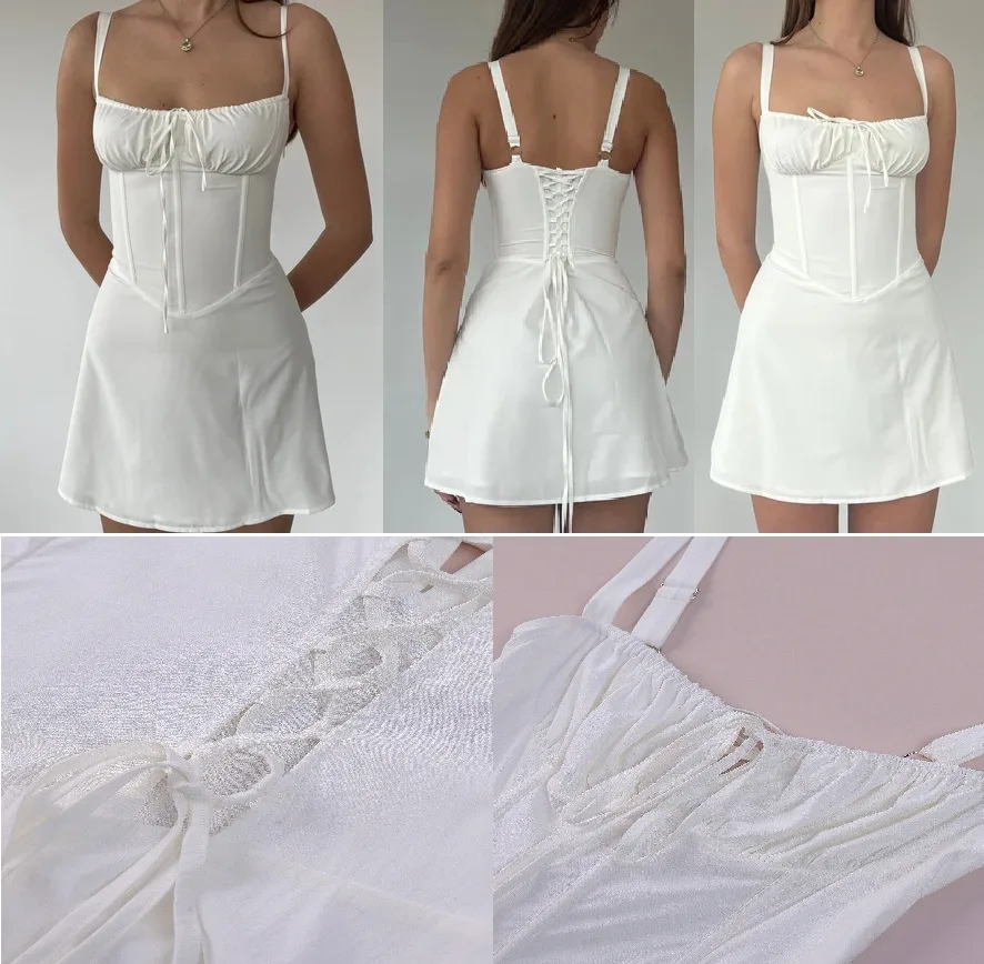 Dress 389: digital sewing pattern for women — corset dress with tie straps — Moldey