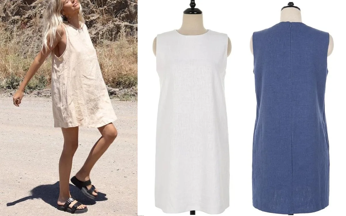 Dress 391: digital sewing pattern for women — sleeveless straight dress with round neckline — Moldey