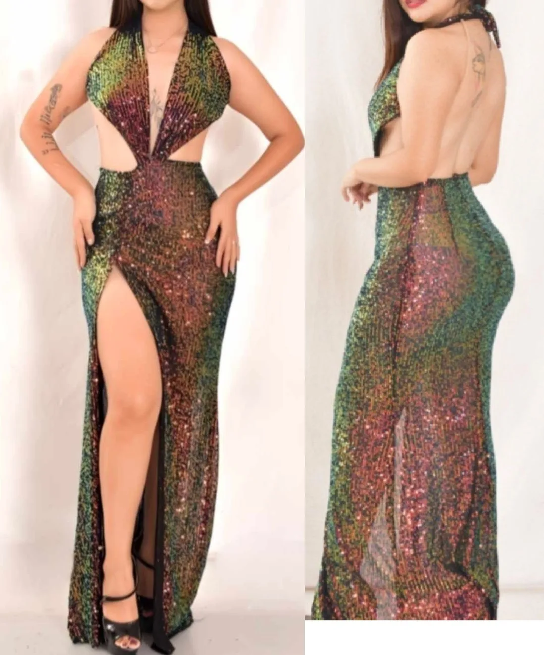 Dress 410: digital sewing pattern for women — long sequin dress with high slit — Moldey