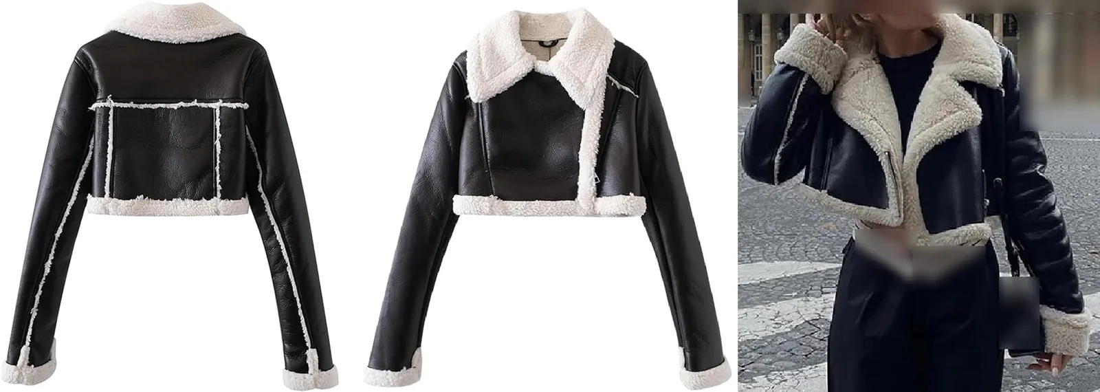 Jacket 05: digital sewing pattern for women — cropped faux leather jacket with sherpa collar — Moldey